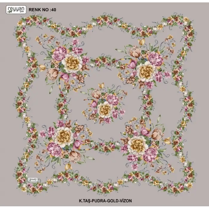 Reyyan İpek 100 cm Desenli Oyalık Yazma (ryyn-463-19)