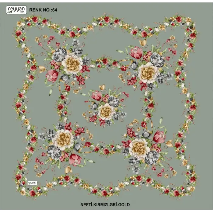 Reyyan İpek 100 cm Desenli Oyalık Yazma (ryyn-463-22)