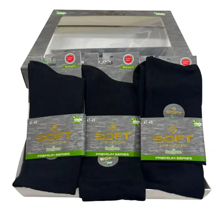 Soft Erkek Bambu Soket Çorap Siyah Renk 6lı (eb10-02)