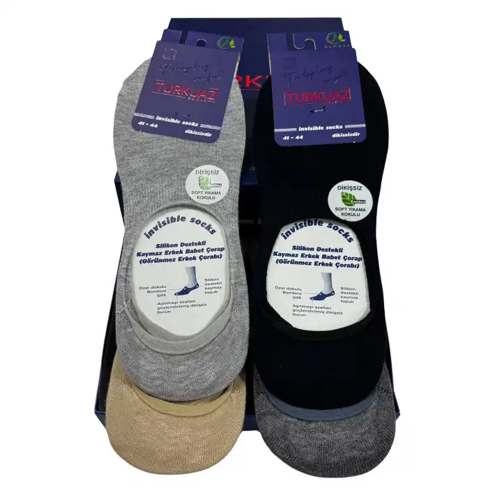 Turkuaz Erkek Bambu Babet Çorap Karışık Renk 6lı (eb12-01)