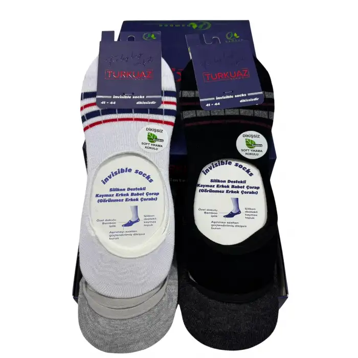 Turkuaz Erkek Bambu Babet Çorap Karışık Renk 6lı (eb12-02)