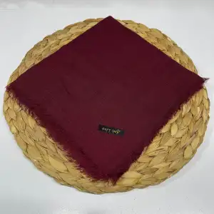 Soft İpek Düz Flamlı Keten Eşarp Bordo (FE424-23)