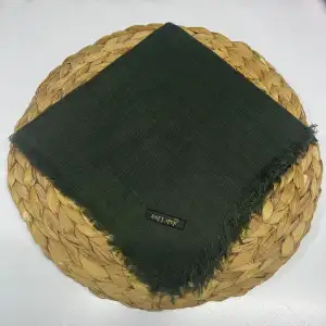 Soft İpek Düz Flamlı Keten Eşarp Koyu Haki (FE424-20)