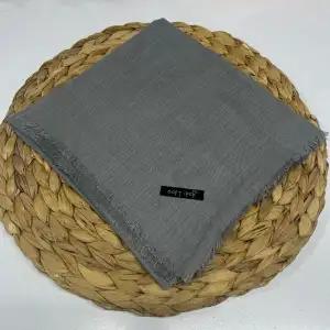 Soft İpek Düz Flamlı Keten Eşarp (FE424-15)