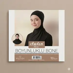 Penye Tesettür Boyunluklu Bone-(RENK:SİYAH)-(BB01-02)