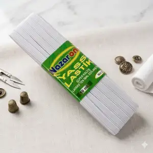 Nazarone Yeşil Yassı 2 no Lastikleri 10m. Beyaz (ti01-07)