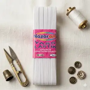 Nazarone Yassı 2 no Lastikleri 10m. Beyaz (ti01-05)