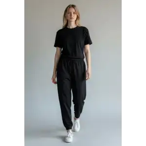 Siyah Kadın Modal Kumaş Eşofman Altı-(ME01-01)