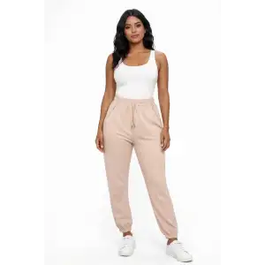 Likralı Openet Kumaş Kadın Bej Eşofman Altı -(OK01-05)