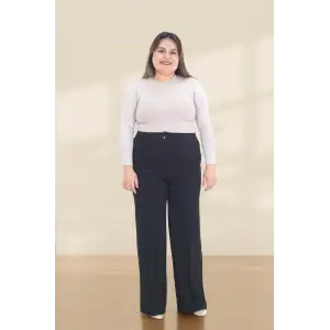 Kadın Dar Kalıp Battal Siyah Kumaş Pantolon -(KP02-01)