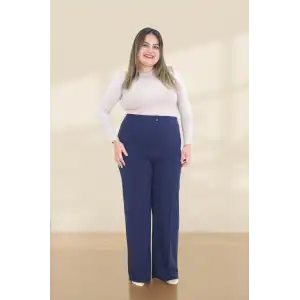 Kadın Dar Kalıp Battal Lacivert Kumaş Pantolon -(KP02-02)
