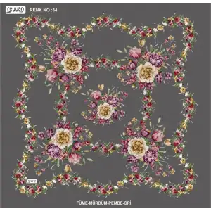 Reyyan İpek 100 cm Desenli Oyalık Yazma (ryyn-463-16)