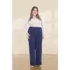 Kadın Dar Kalıp Battal Lacivert Kumaş Pantolon -(KP02-02)