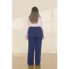 Kadın Dar Kalıp Battal Lacivert Kumaş Pantolon -(KP02-02)