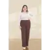 Kadın Dar Kalıp Battal Kahve Kumaş Pantolon -(KP02-03)