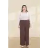 Kadın Dar Kalıp Battal Kahve Kumaş Pantolon -(KP02-03)