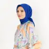 Picasso Düz Pırıltı Kehribar Eşarp Saks Mavi (ry9912)