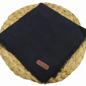 Soft İpek Düz Flamlı Keten Eşarp Siyah (FE424-24)