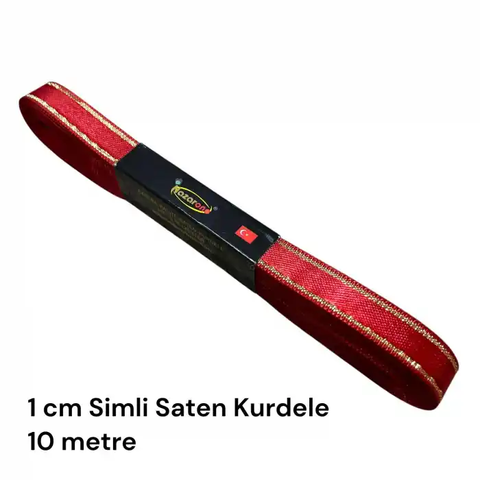 1 cm Simli Saten Kurdele (10 mt.) - (SSK-01-09)