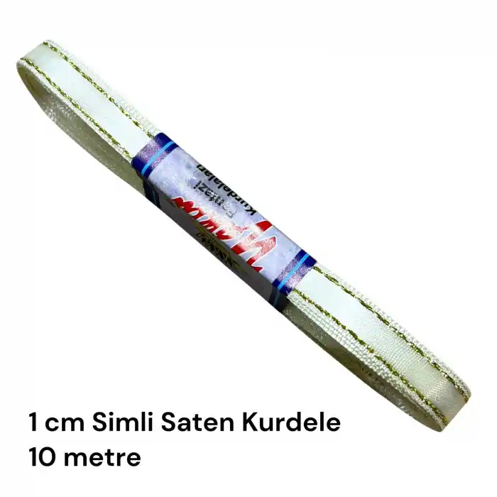1 cm Simli Saten Kurdele (10 mt.) - (SSK-01-04)