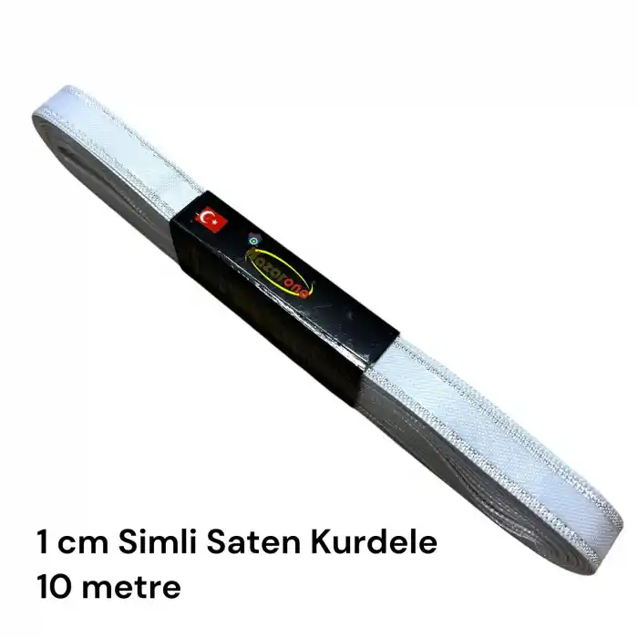1 cm Simli Saten Kurdele (10 mt.) - (SSK-01-08)