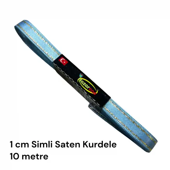 1 cm Simli Saten Kurdele (10 mt.) - (SSK-01-05)