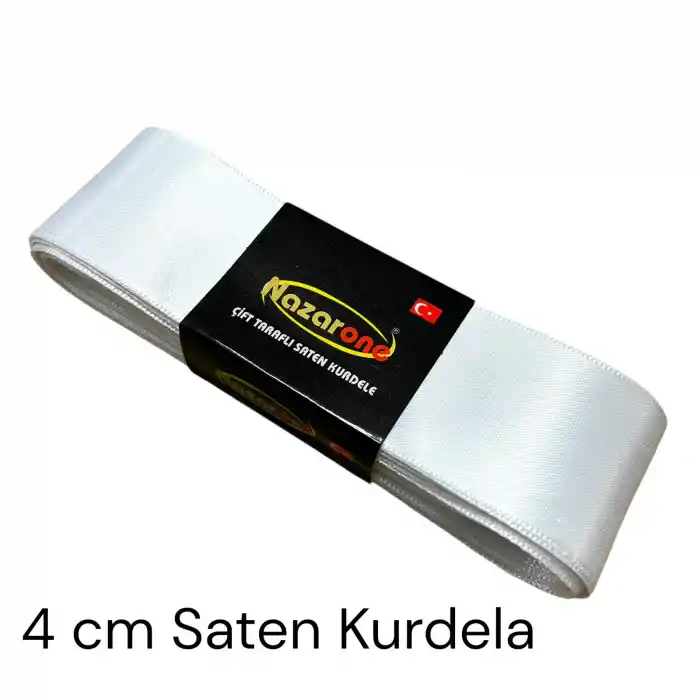 4 cm Beyaz Saten Kurdele (10 mt.) - (SK-04-13)