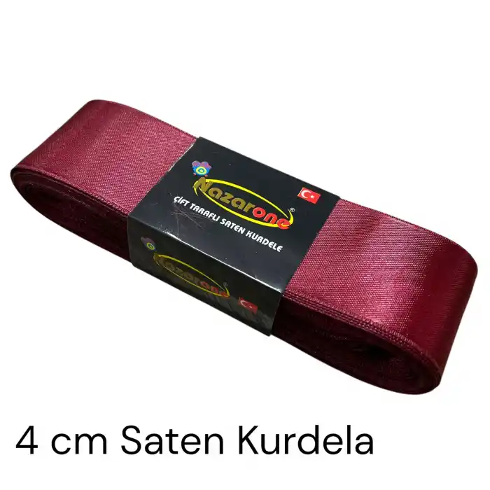 4 cm Bordo Saten Kurdele (10 mt.) - (SK-04-02)