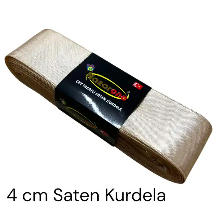 4 cm Ekru Saten Kurdele (10 mt.) - (SK-04-03)
