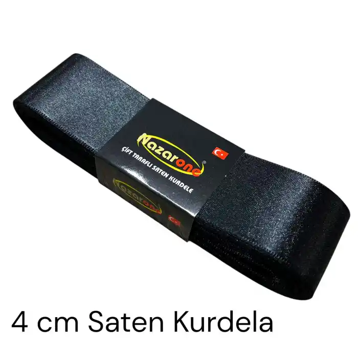 4 cm Siyah Saten Kurdele (10 mt.) - (SK-04-04)