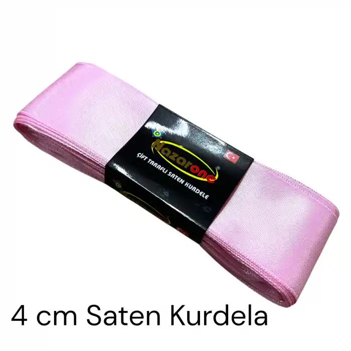 4 cm Toz Pembe Saten Kurdele (10 mt.) - (SK-04-10)