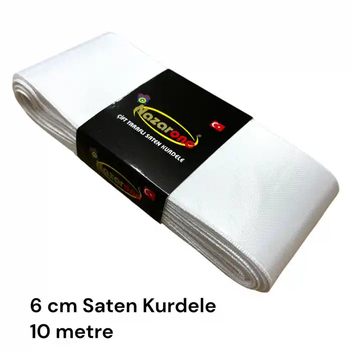 6 cm Beyaz Saten Kurdele (10 mt.) - (SK-06-02)