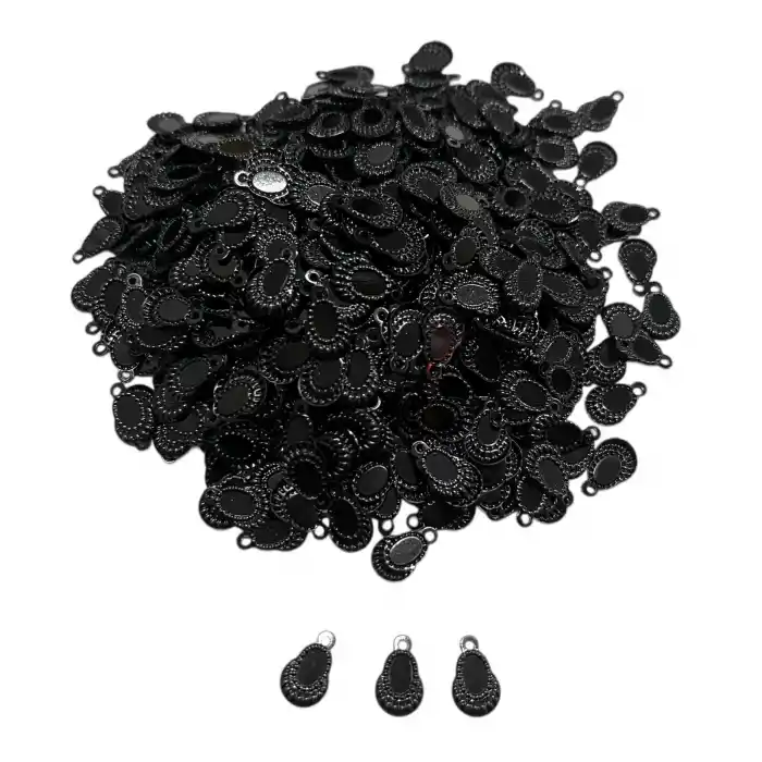 Pleksi Oya İşleme Pulu Hürrem Küpe Model (Siyah) (pul05-05)