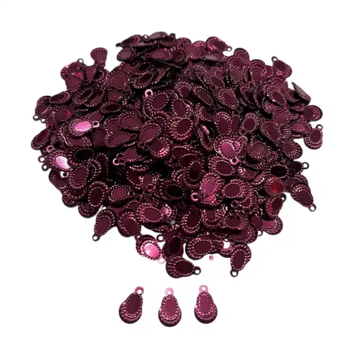 Pleksi Oya İşleme Pulu Hürrem Küpe Model (Vişne) (pul05-21)