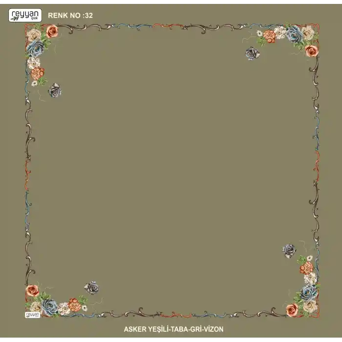 Reyyan İpek 100 cm Desenli Oyalık Yazma (ryyn-439-06)