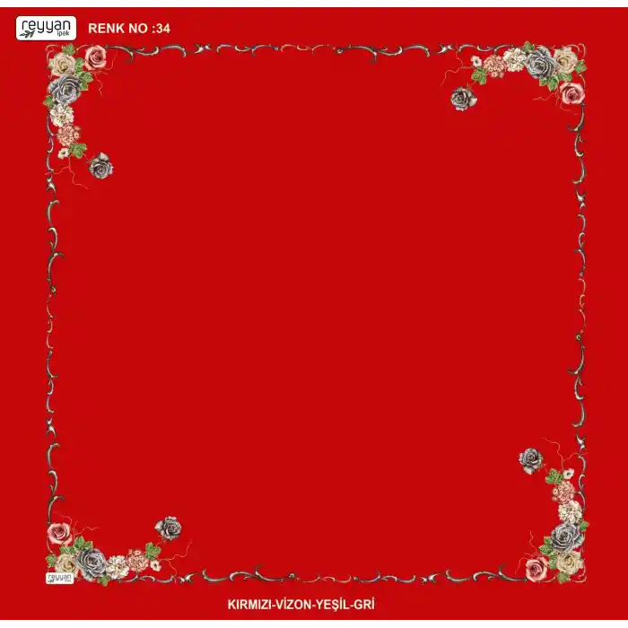 Reyyan İpek 100 cm Desenli Oyalık Yazma (ryyn-439-08)