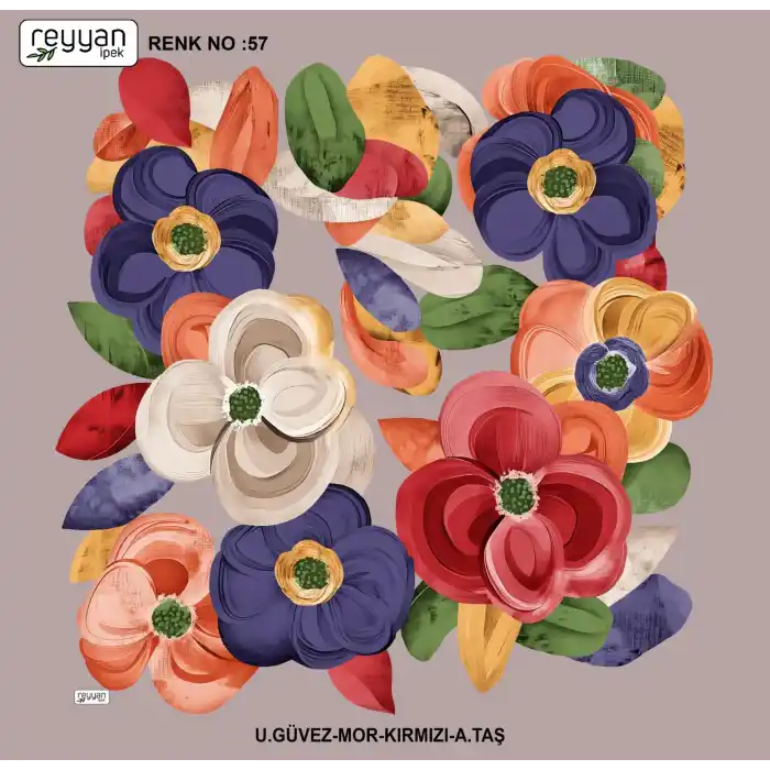 Reyyan İpek 100 cm Desenli Oyalık Yazma (ryyn-441-15)