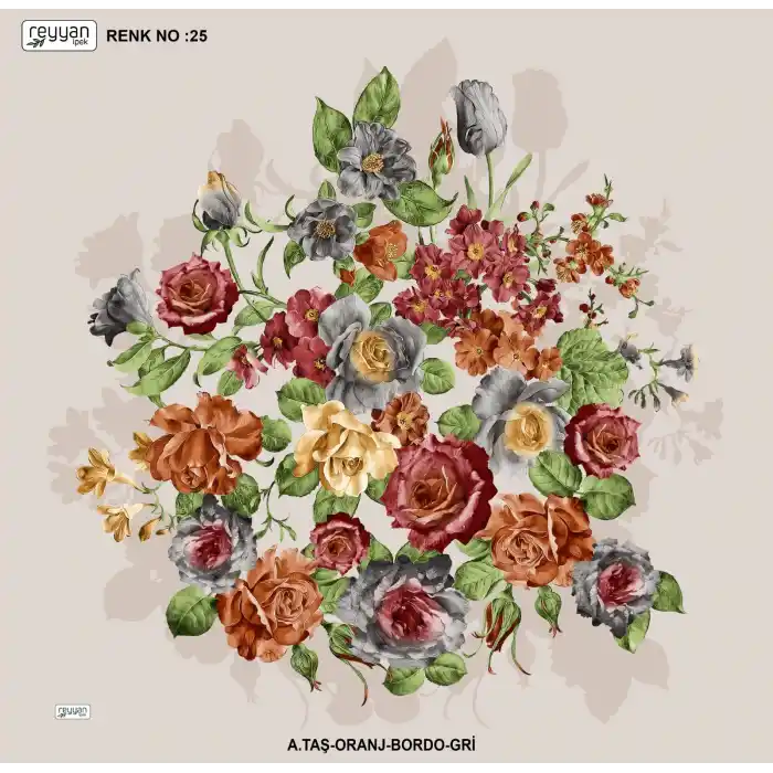 Reyyan İpek 100 cm Desenli Oyalık Yazma (ryyn-443-04)