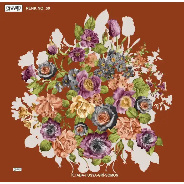 Reyyan İpek 100 cm Desenli Oyalık Yazma (ryyn-443-12)