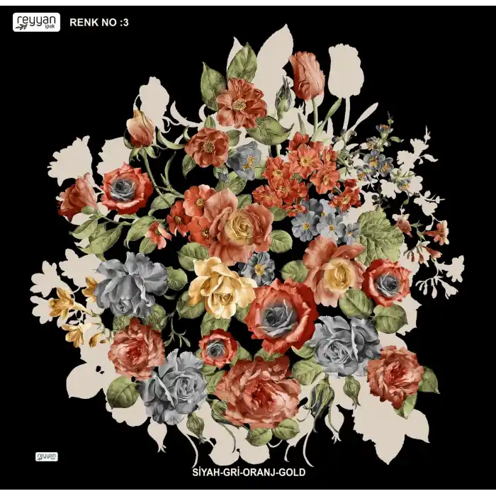 Reyyan İpek 100 cm Desenli Oyalık Yazma (ryyn-443-22)