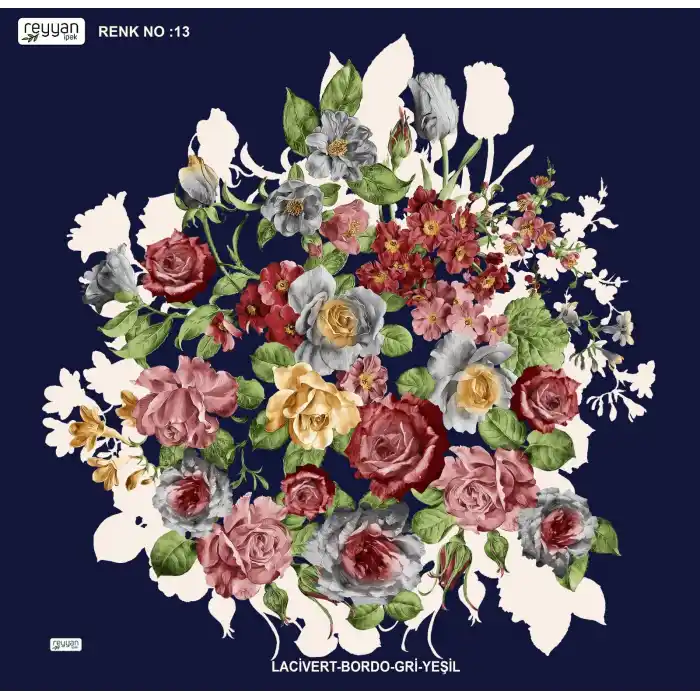 Reyyan İpek 100 cm Desenli Oyalık Yazma (ryyn-443-23)