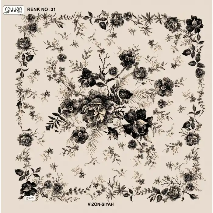 Reyyan İpek 100 cm Desenli Oyalık Yazma (ryyn-445-17)