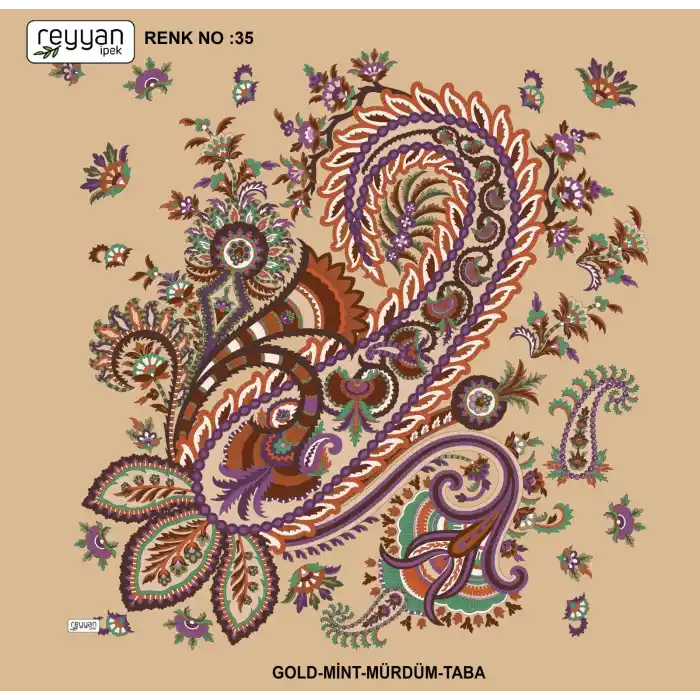 Reyyan İpek 100 cm Desenli Oyalık Yazma (ryyn-446-07)