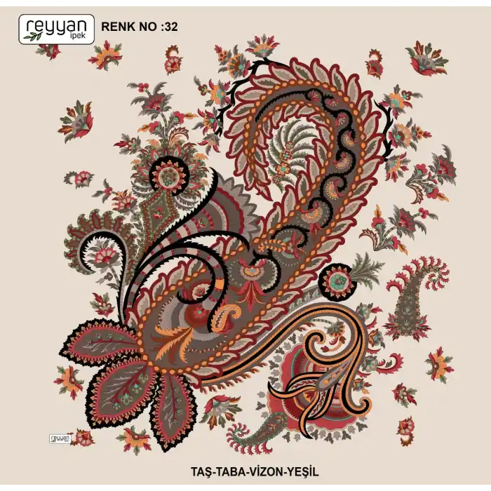 Reyyan İpek 100 cm Desenli Oyalık Yazma (ryyn-446-09)