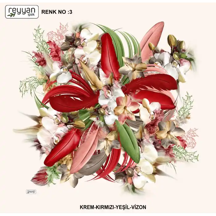 Reyyan İpek 100 cm Desenli Oyalık Yazma (ryyn-448-04)