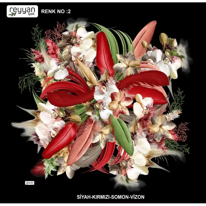 Reyyan İpek 100 cm Desenli Oyalık Yazma (ryyn-448-07)