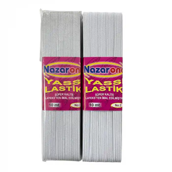 Nazarone Yassı 2 no Lastikleri 10m. Beyaz (ti01-05)