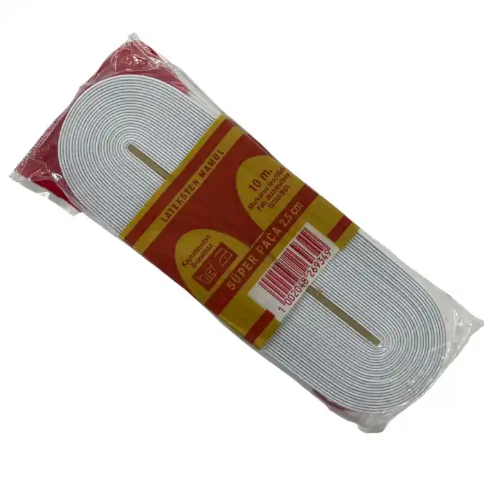 Kemer Tekstil Paça Lastiği 2,5cm 10m. Beyaz (ti01-14)