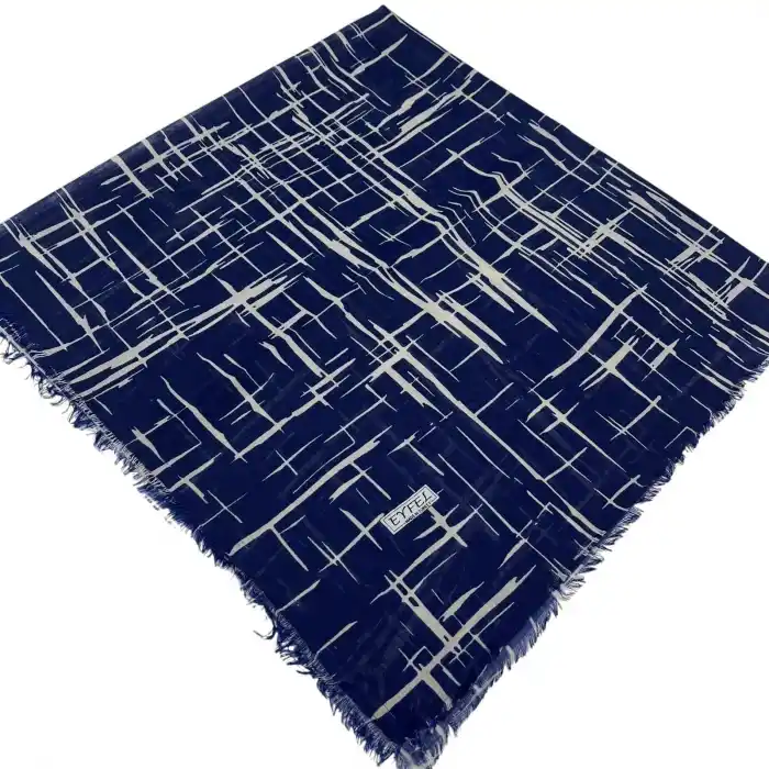 Eyfel Dimi Koton Eşarp Lacivert-Vizon Serisi (FE523-11)