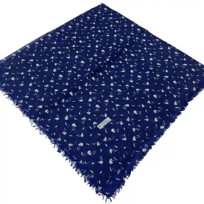 Eyfel Dimi Koton Eşarp Lacivert-Vizon Serisi (FE523-12)